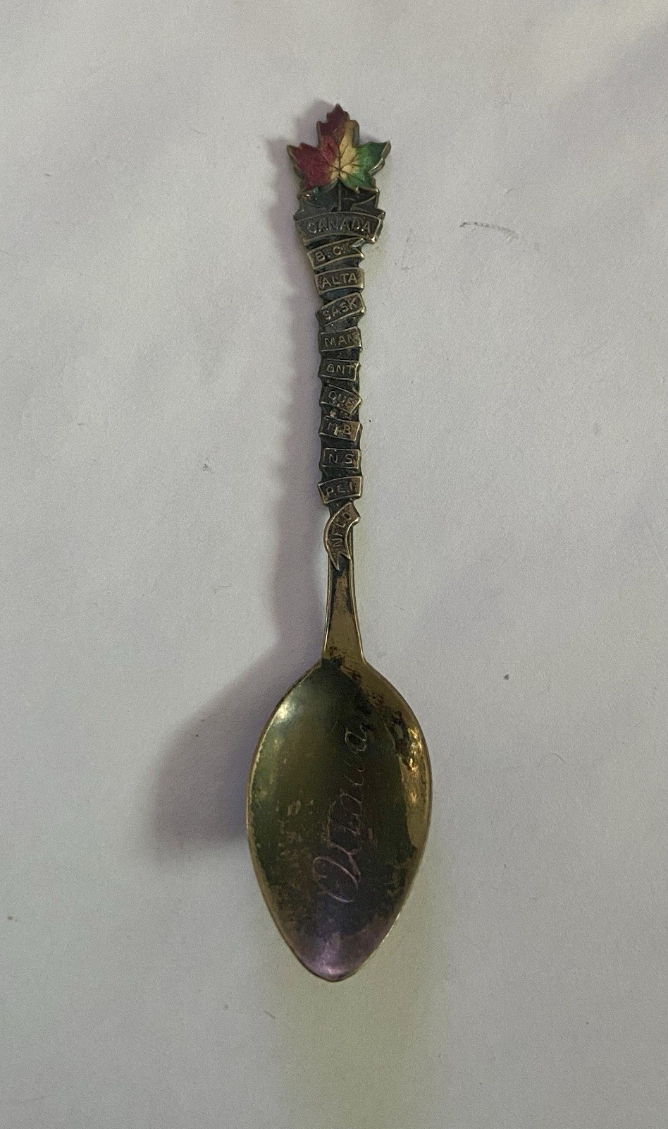 Vintage Sterling Silver Ottawa Provinces Maple Leaf Souvenir Spoon 7.25g Vintage Sterling Silver Ottawa Provinces Maple Leaf Souvenir Spoon 7.25g