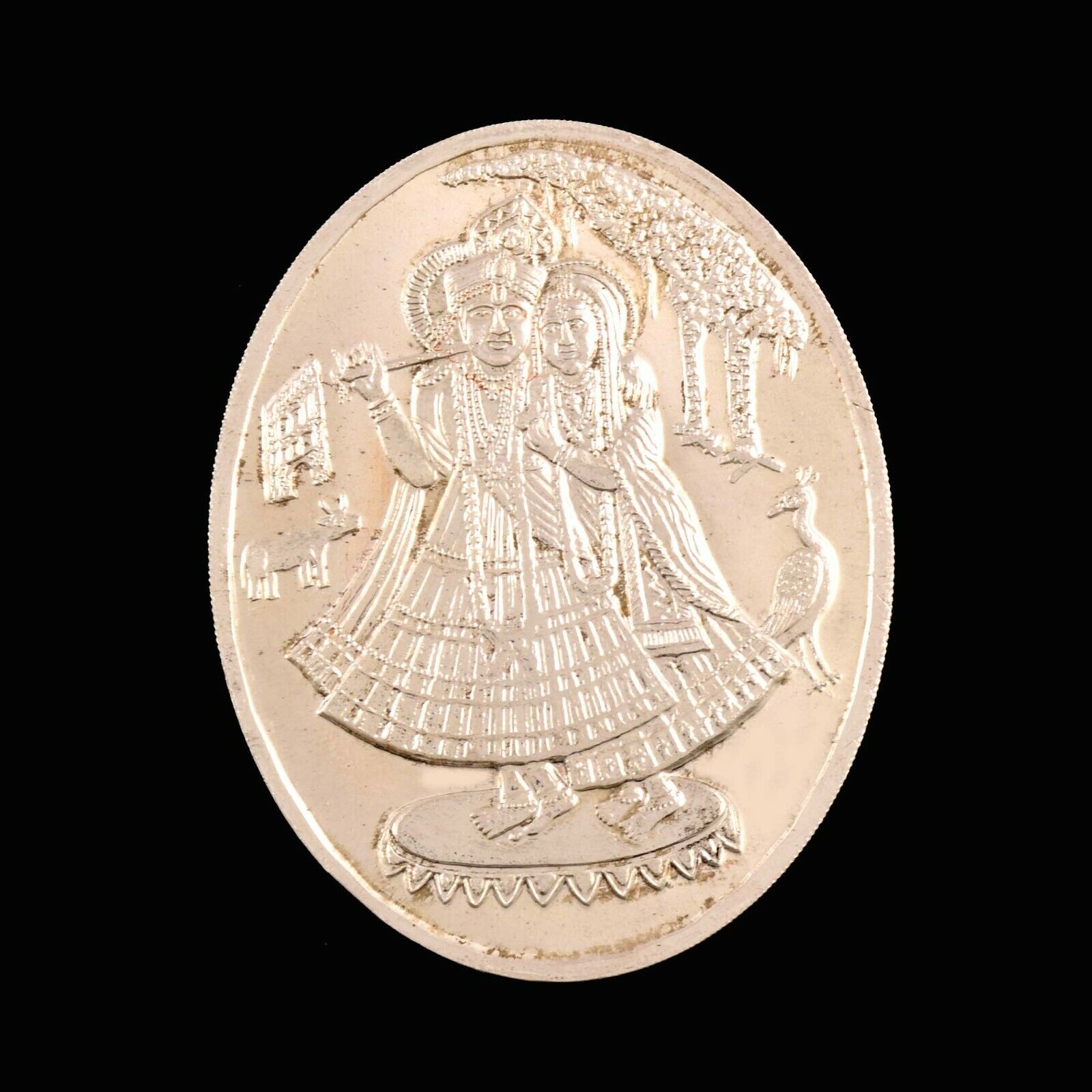 Lord Radha Krishna Coin In Pure 999 Silver Hundred Gram Wealth Gift Aura 