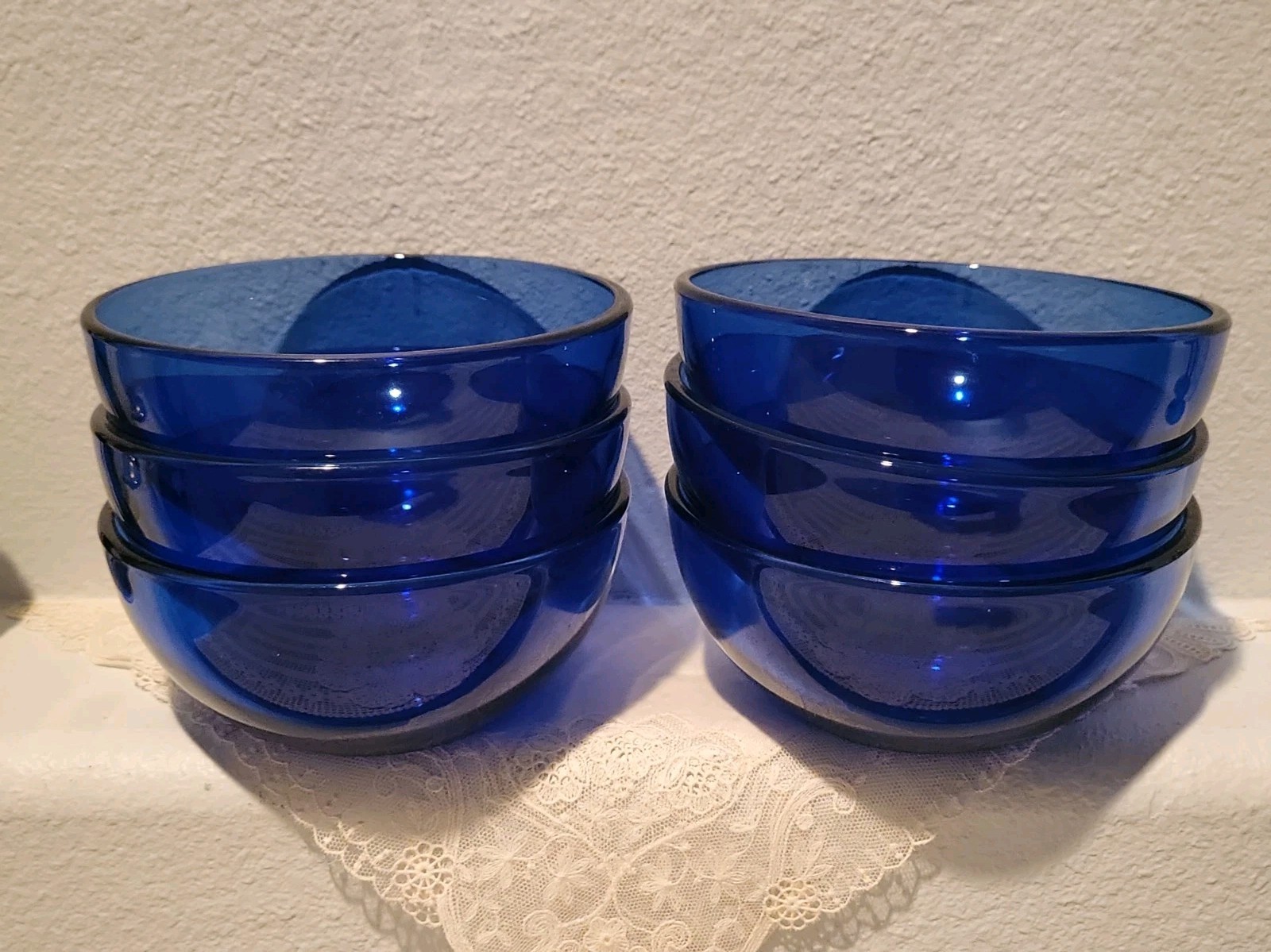 Vtg Cobalt Blue Heavy Glass Bowls Set of 6 - Made in Mexico Soup Salad Ice Cream Vtg Cobalt Blue Heavy Glass Bowls Set of 6 - Made in Mexico Soup Salad Ice Cream