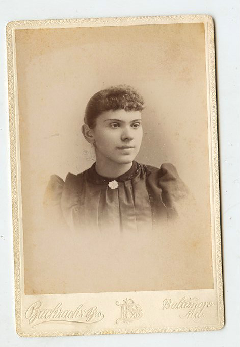 Cabinet Photo - Baltimore, Maryland - Young Lady, Curly Bangs, Bachrach Studio Cabinet Photo - Baltimore, Maryland - Young Lady, Curly Bangs, Bachrach Studio
