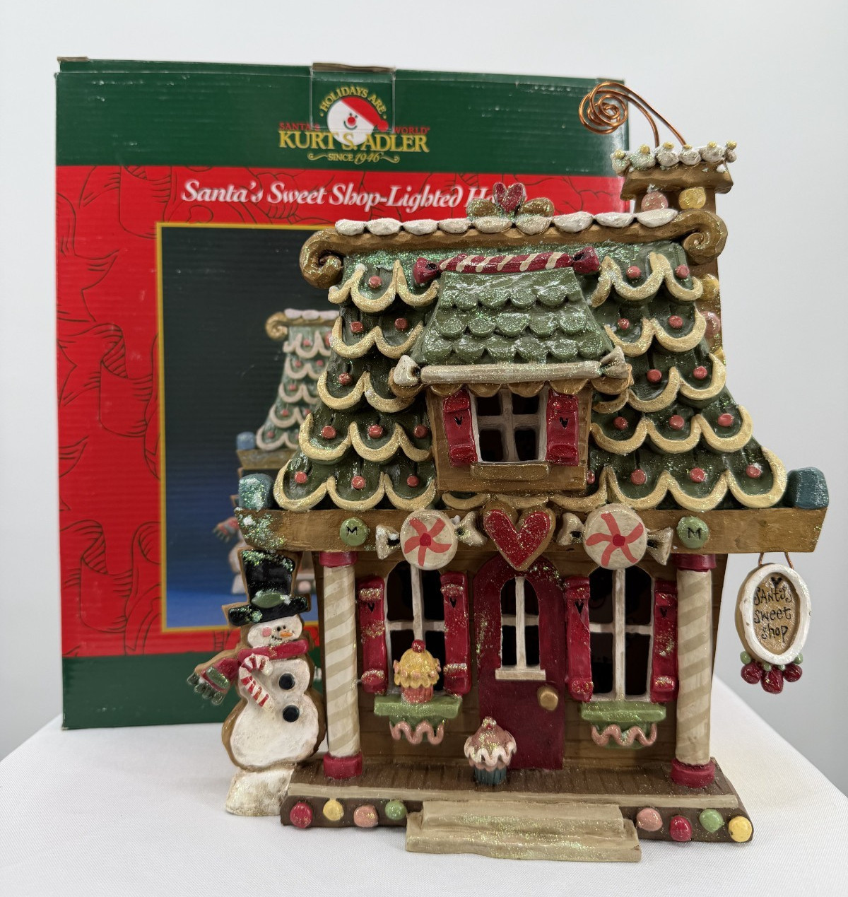 Kurt S. Adler Snowtown SANTA'S SWEET SHOP Lit Christmas House w/ Cord #J8707 VTG Kurt S. Adler Snowtown SANTA'S SWEET SHOP Lit Christmas House w/ Cord #J8707 VTG