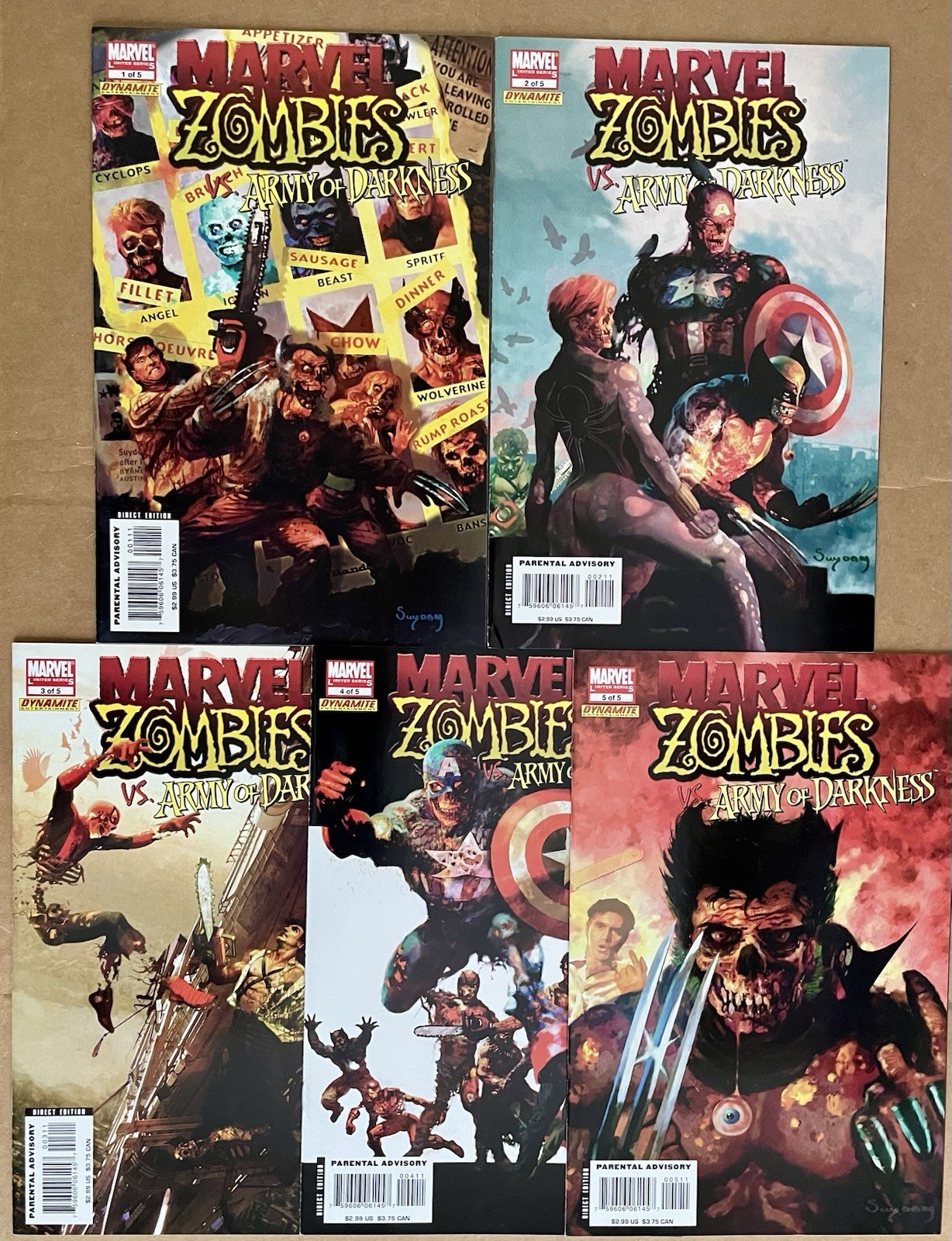 Marvel Zombies vs Army of Darkness Set Ash Evil Dead John Layman Suydam 1-5 NM