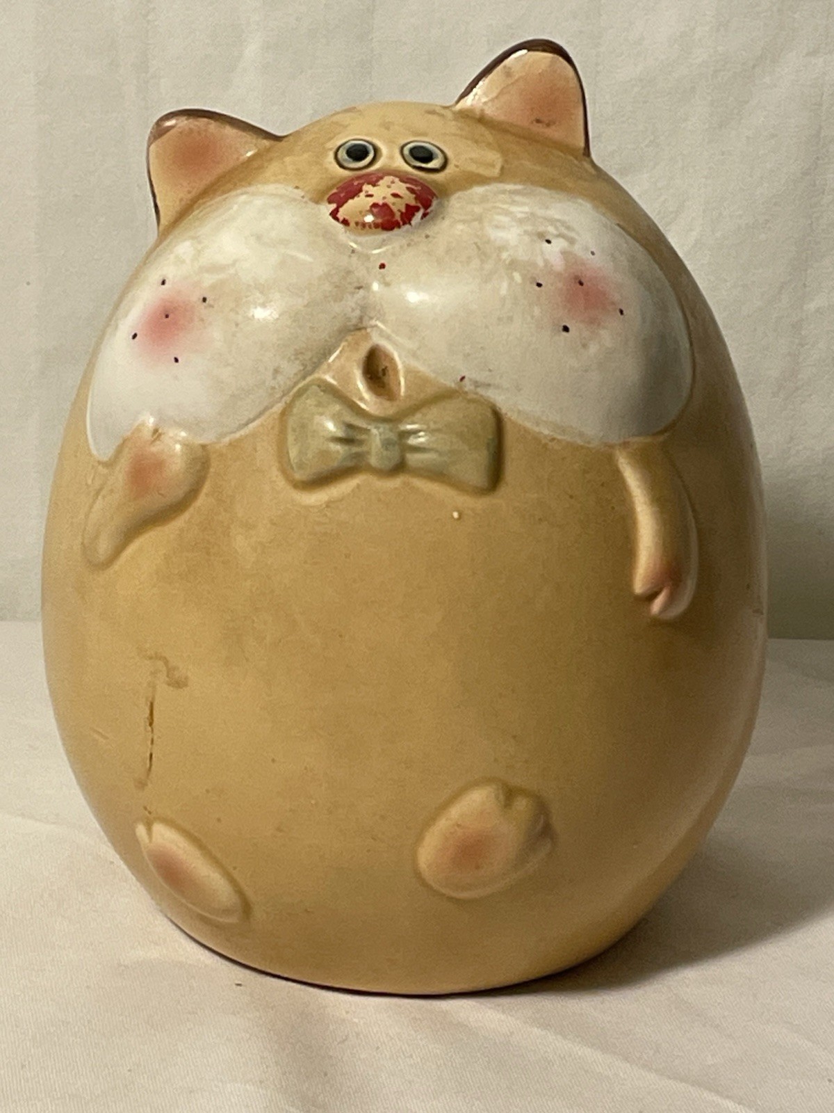 Vintage Studio Pottery Round Fat Cat Ceramic Coin Bank Whimsical Bow Tie Feline Vintage Studio Pottery Round Fat Cat Ceramic Coin Bank Whimsical Bow Tie Feline