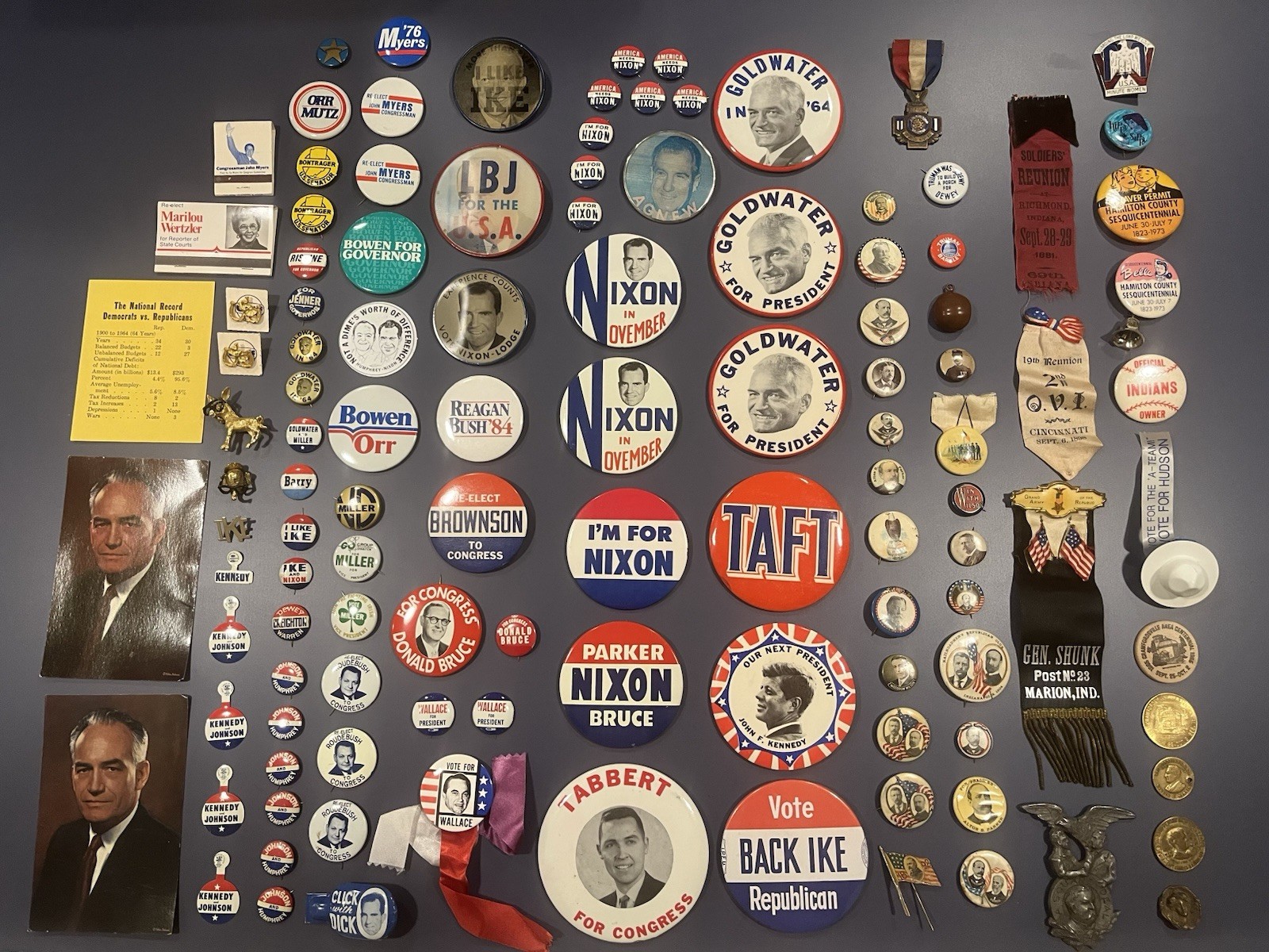 Large Lot of Political Campaign Buttons and Ephemera 1880s-1980s