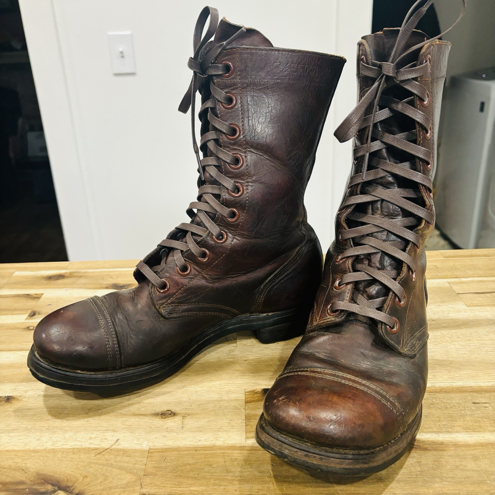 Vtg M1948 Russet Brown Combat Boots US Army Korean War Cap Toe Jump WWII 7.5 EE Vtg M1948 Russet Brown Combat Boots US Army Korean War Cap Toe Jump WWII 7.5 EE