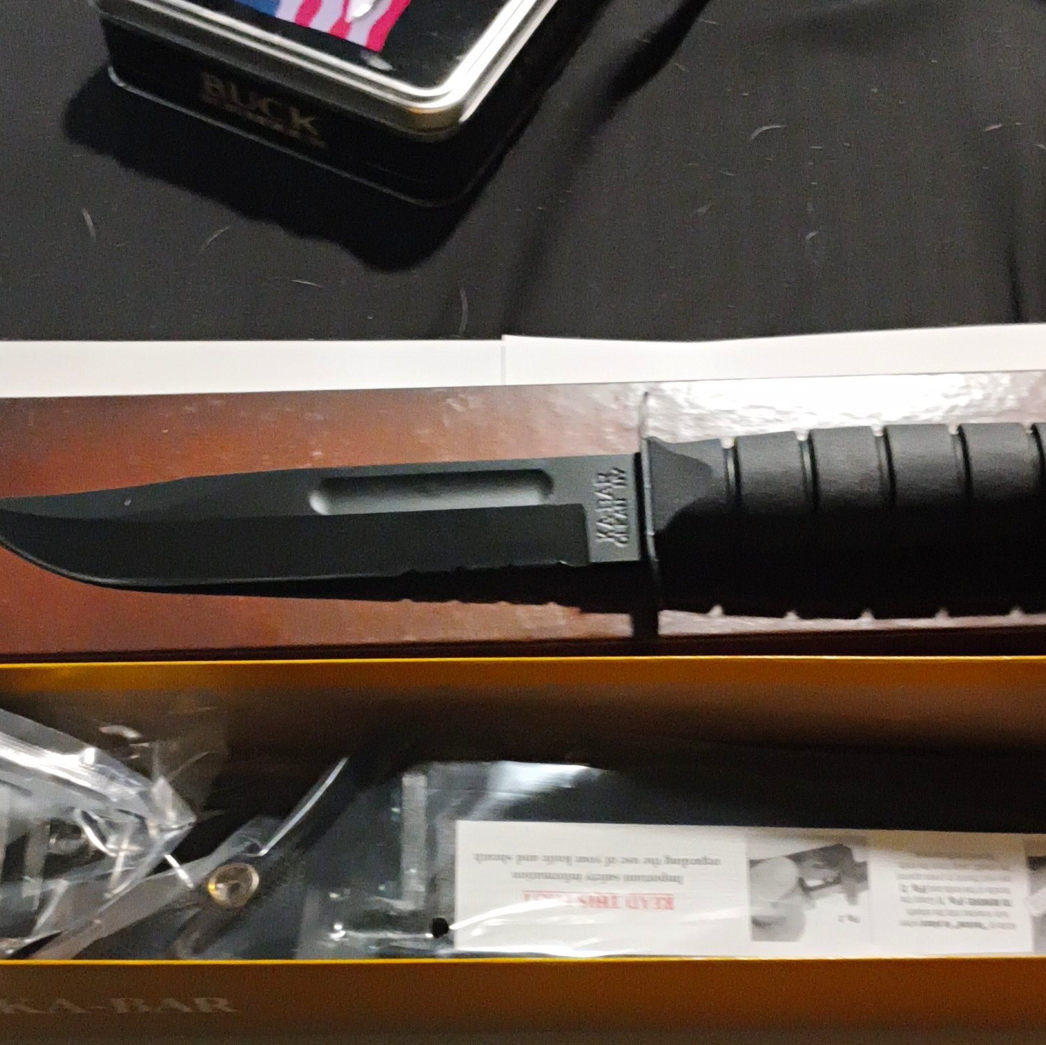 KA-BAR USMC Combat Knife Black Clip Point Combo Edge Carbon Steel w/Sheath KA-BAR USMC Combat Knife Black Clip Point Combo Edge Carbon Steel w/Sheath