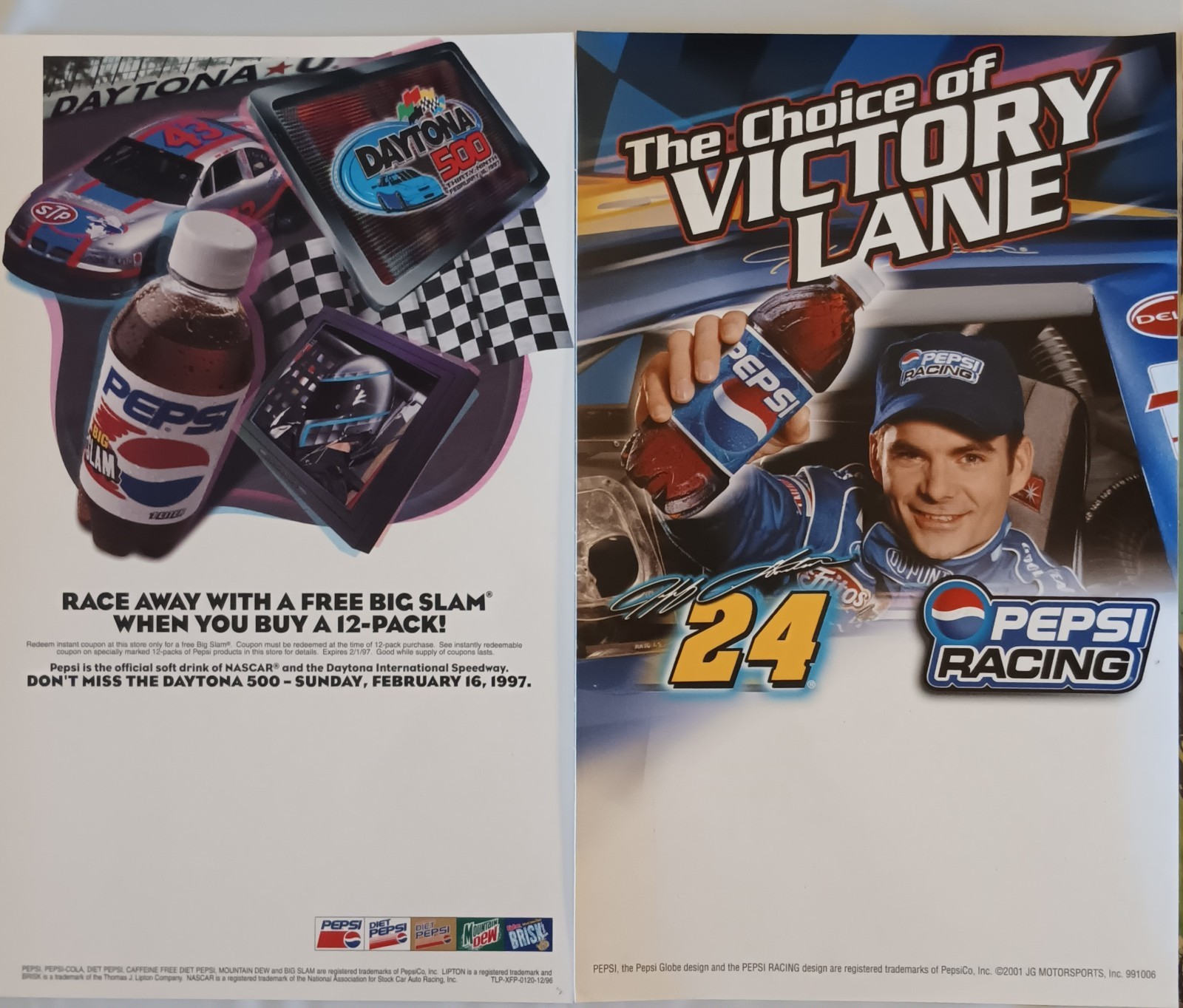 Set of 2 The Choice of Victory Lane Pepsi Racing, Jeff Gordon Window Cling Set of 2 The Choice of Victory Lane Pepsi Racing, Jeff Gordon Window Cling