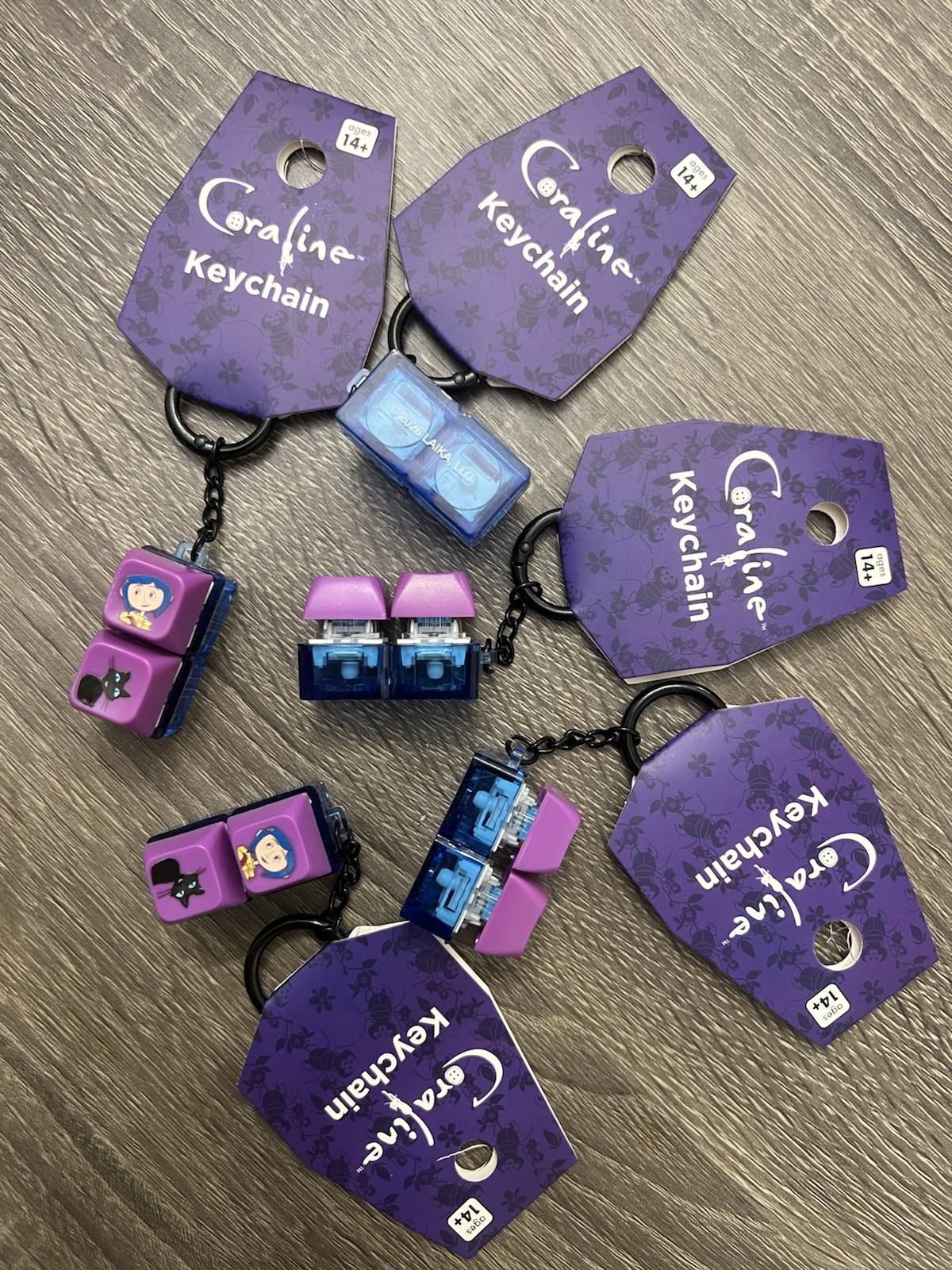Coraline Keyboard Clicking Fidget Keychain Lot of 5 NWT Bioworld LAIKA