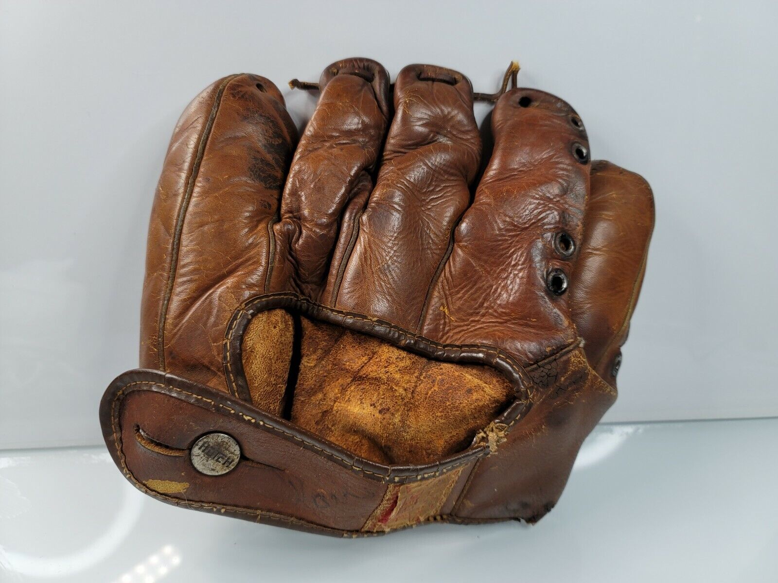 Vintage 1950s Hutch Leather Baseball Glove Fielders Mitt Hoot Evers Model Tiger