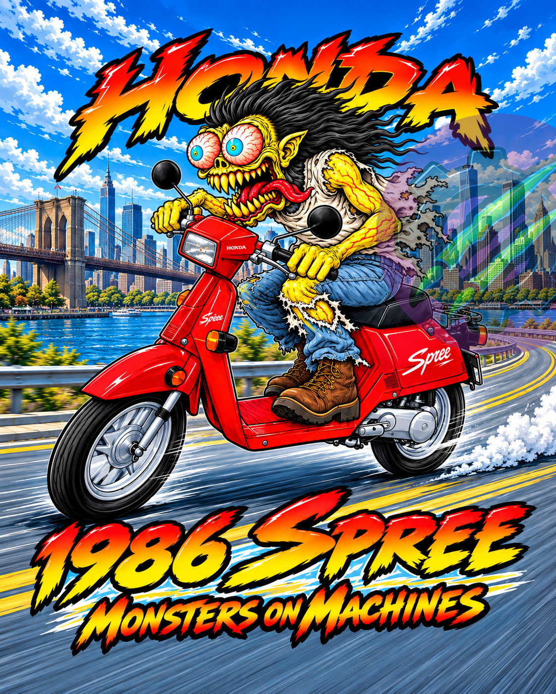 1986 Honda Spree NQ50 Scooter 8x10 Glossy Photo Print Monster Art 1986 Honda Spree NQ50 Scooter 8x10 Glossy Photo Print Monster Art