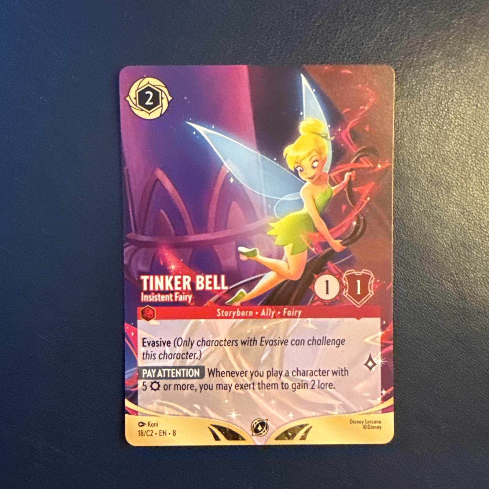 Disney Lorcana Championship TINKER BELL Insistent Fairy non-foil 18/C2 EN8 Disney Lorcana Championship TINKER BELL Insistent Fairy non-foil 18/C2 EN8