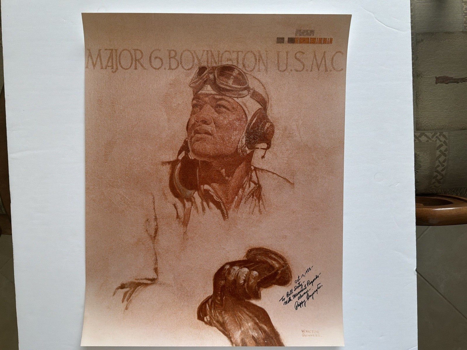Poster Print Of Col Gregory “ Pappy “ Boyington With Signature Poster Print Of Col Gregory “ Pappy “ Boyington With Signature