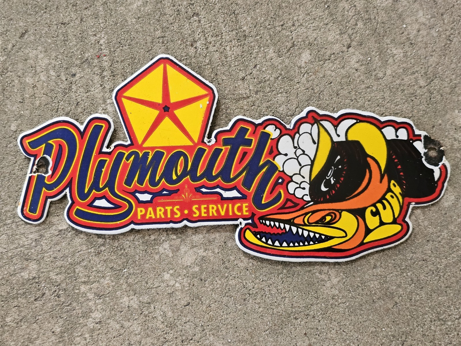 NICE VINTAGE DODGE PLYMOUTH PARTS & SERVICE CUDA PORCELAIN SIGN 12 NICE VINTAGE DODGE PLYMOUTH PARTS & SERVICE CUDA PORCELAIN SIGN 12