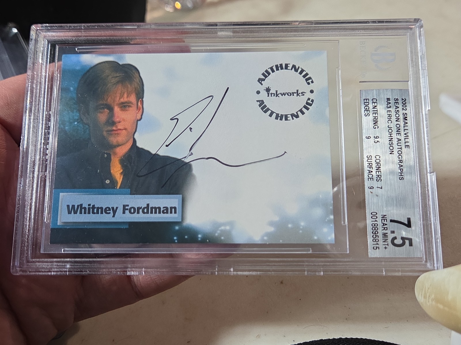 2002 Inkworks Smallville Season 1 Eric Johnson Whitney Fordman #A3 Auto BGS 7.5 2002 Inkworks Smallville Season 1 Eric Johnson Whitney Fordman #A3 Auto BGS 7.5