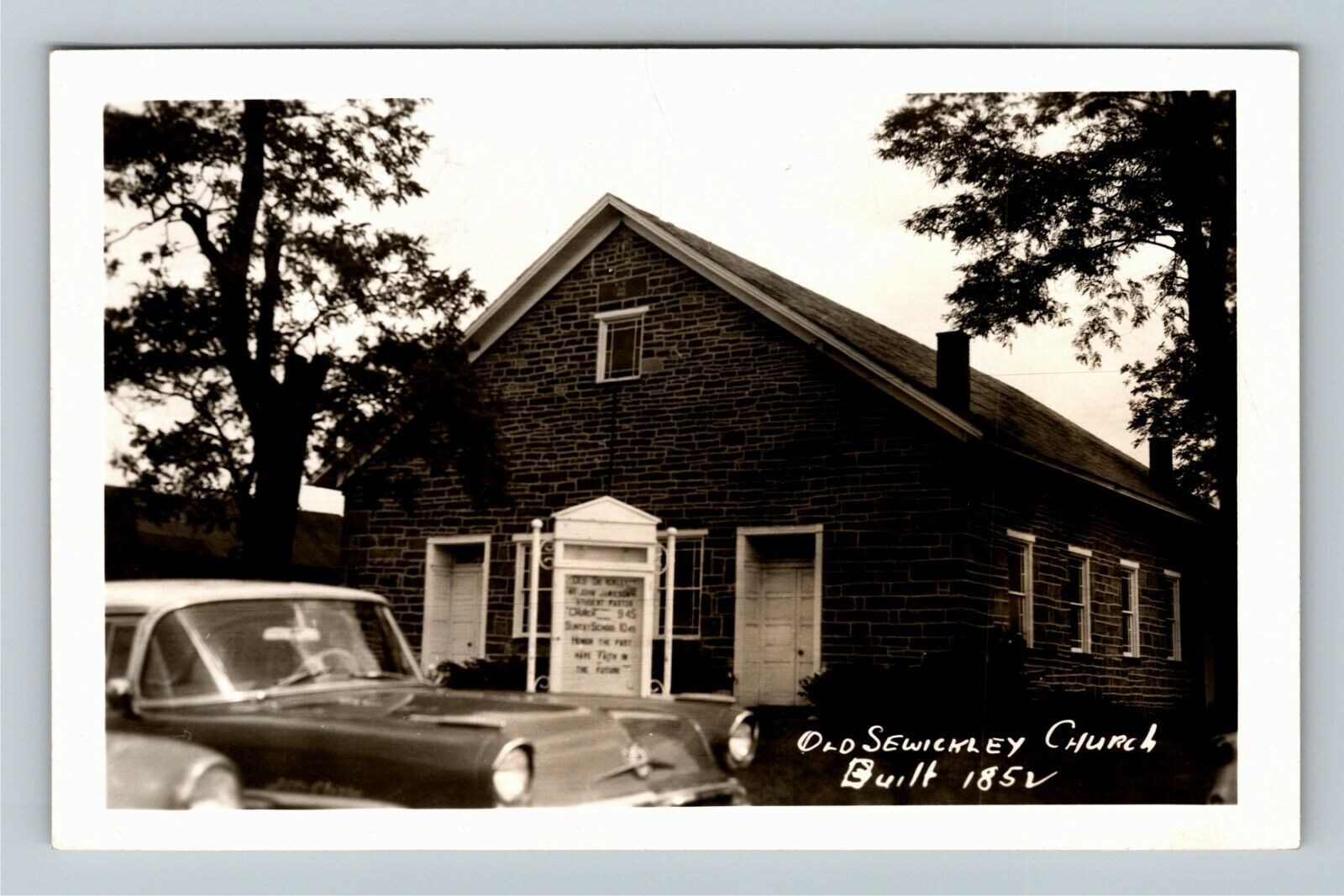 RPPC Sewickley PA-Pennsylvania, Old Sewickley Church Real Photo Vintage Postcard