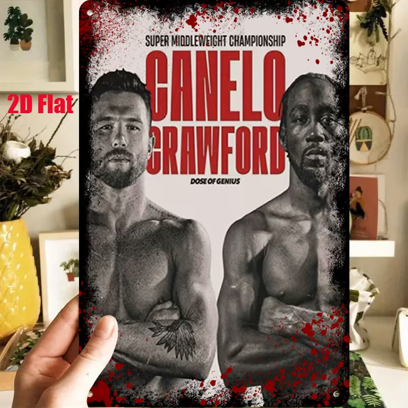 Retro TIN SIGN BOXING TITLE FIGHT TERENCE BUD CRAWFORD VS CANELO ALVAREZ FIGHT Retro TIN SIGN BOXING TITLE FIGHT TERENCE BUD CRAWFORD VS CANELO ALVAREZ FIGHT