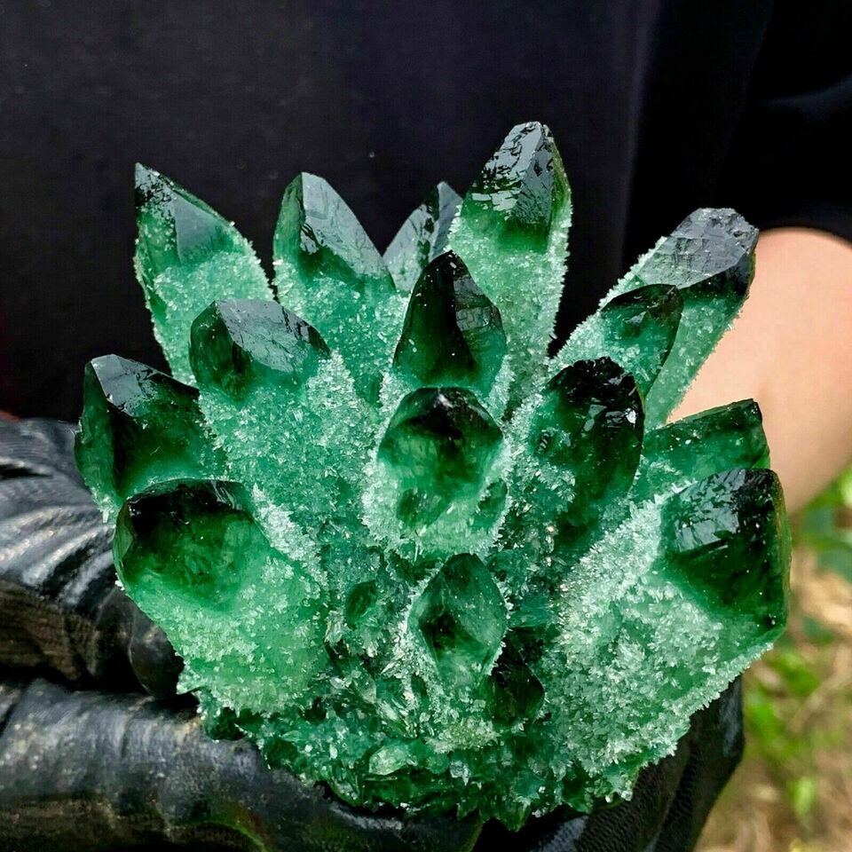 300-400G Large Green Phantom Quart Crystal Healing Cluster Mineral Rocks Gifts 300-400G Large Green Phantom Quart Crystal Healing Cluster Mineral Rocks Gifts