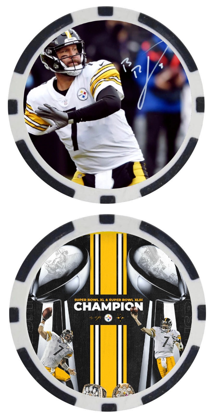 BEN ROETHLISBERGER - STEELERS SUPER BOWL XL - POKER CHIP - *SIGNED/AUTO* BEN ROETHLISBERGER - STEELERS SUPER BOWL XL - POKER CHIP - *SIGNED/AUTO*