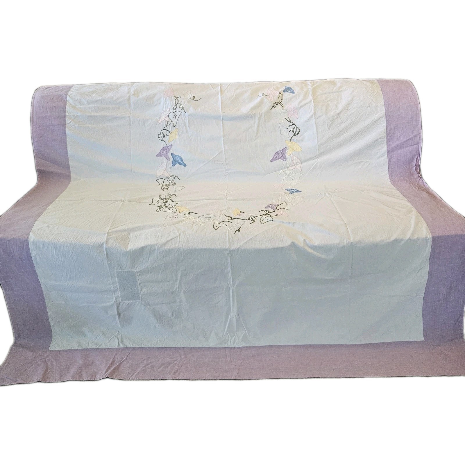 VTG 3pc Appliqué Bedspread Handmade w/Matching Valances Morning Glory 40\'s 74x80 VTG 3pc Appliqué Bedspread Handmade w/Matching Valances Morning Glory 40\'s 74x80