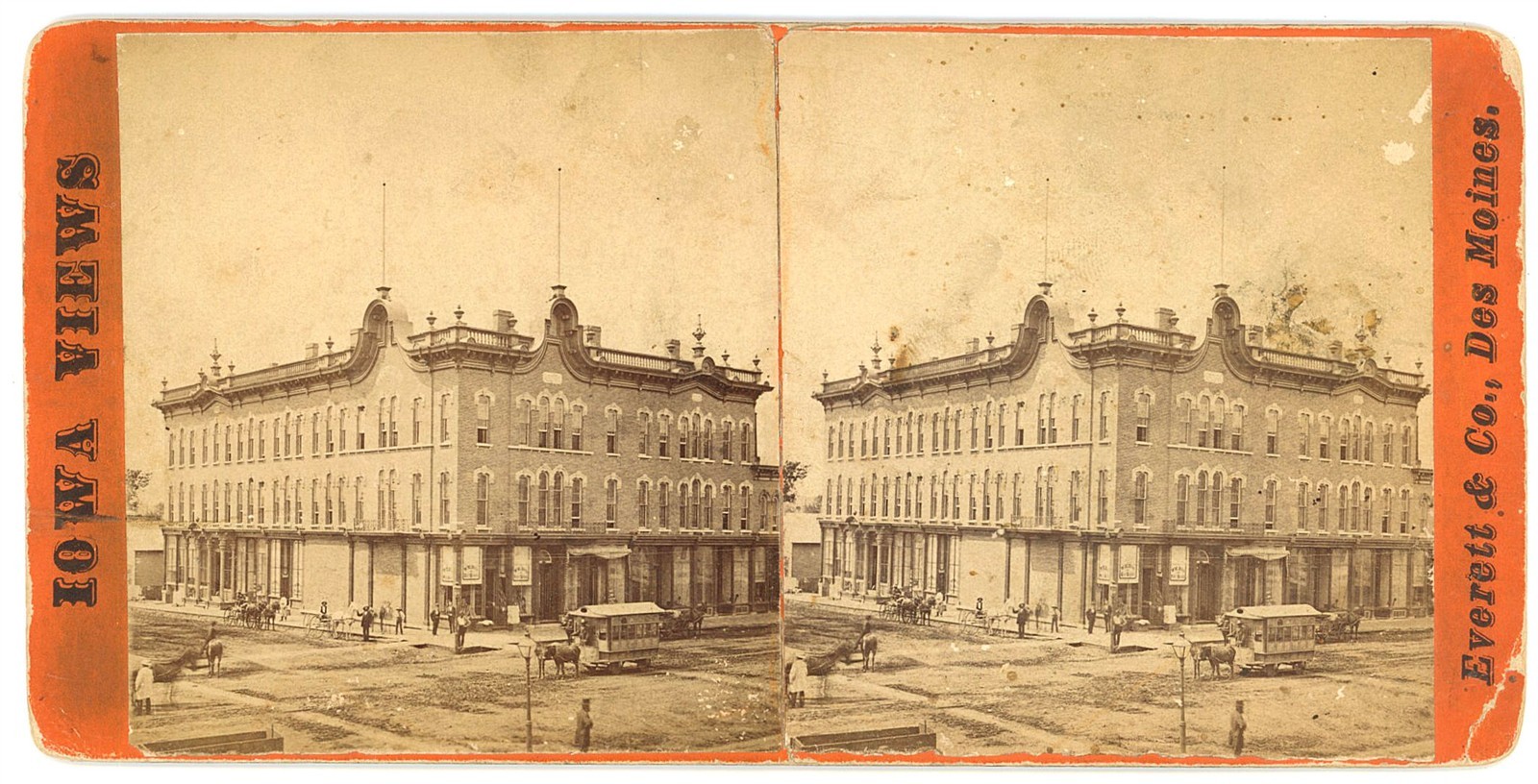 IOWA STEREOVIEW - Des Moines - Aborn House - Everett & Co. 1870s IOWA STEREOVIEW - Des Moines - Aborn House - Everett & Co. 1870s