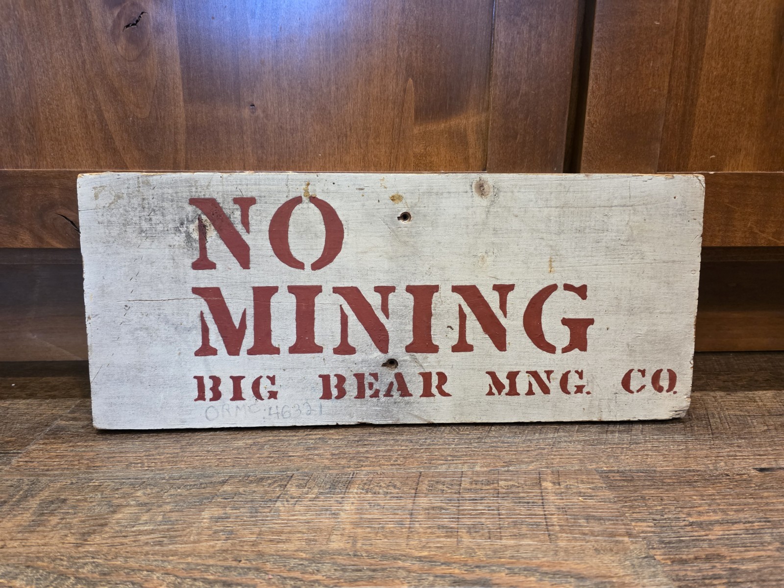 Antique NO MINING Wood Sign Big Bear Mining Mng Co Oregon Gold Claim Gold Rush
