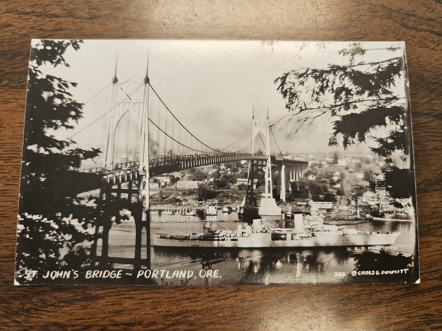 RPPC U.S.S Portland Under St. John\'s Bridge Vintage Postcard Unposted Battleship RPPC U.S.S Portland Under St. John\'s Bridge Vintage Postcard Unposted Battleship