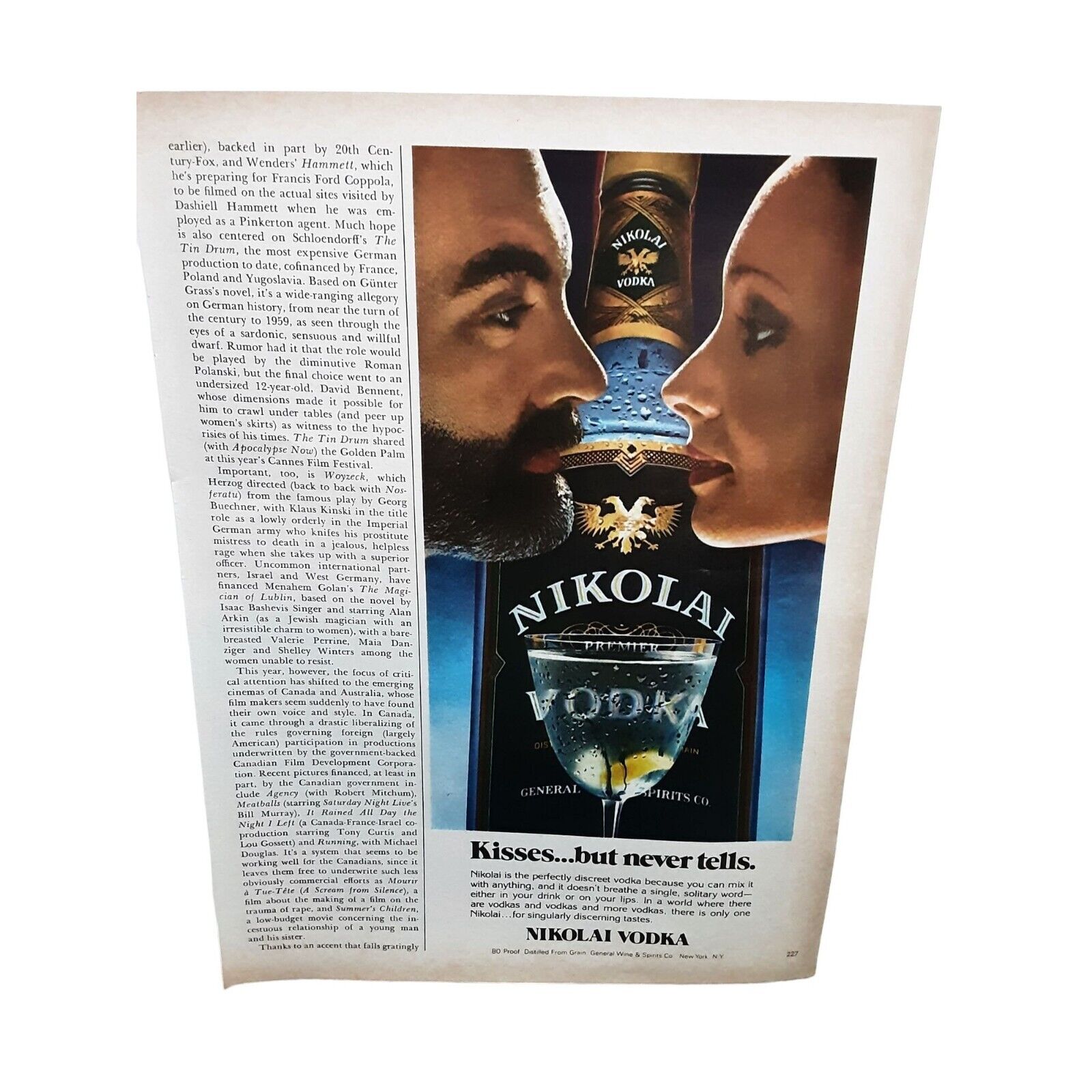 Nikolai Vodka vintage 1979 Magazine Print Ad
