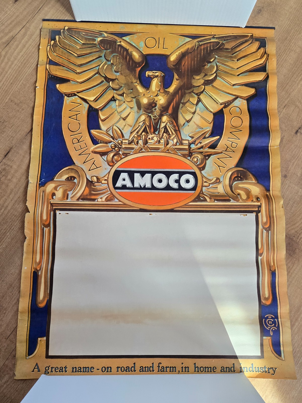 Vintage 1940\'s Amoco Oil Store Display Calendar - Winged Eagle J.C. Leyendecker Vintage 1940\'s Amoco Oil Store Display Calendar - Winged Eagle J.C. Leyendecker