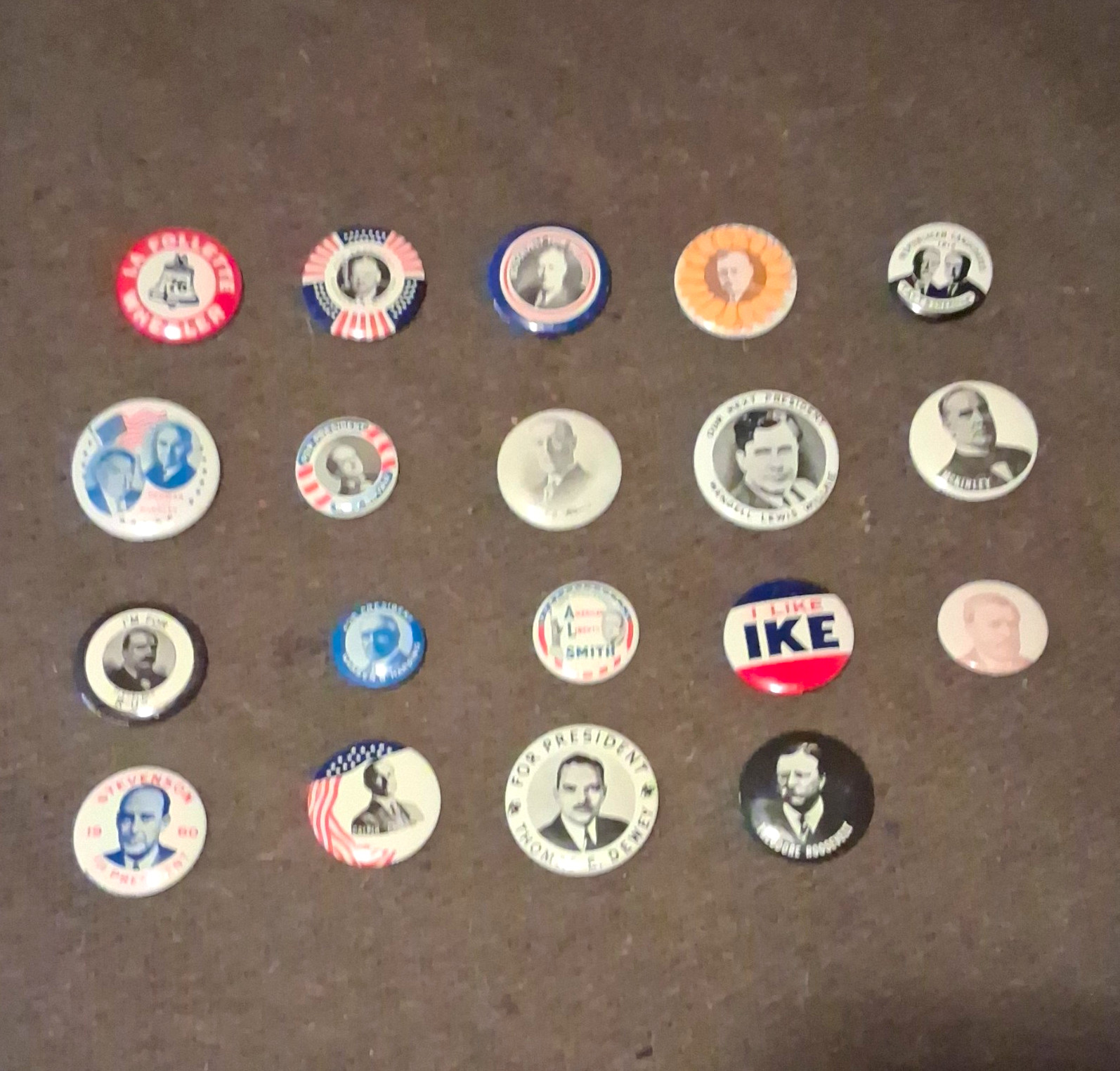 Lot of 19 Vintage US Political Presidential Campaign Pinback Buttons incl IKE