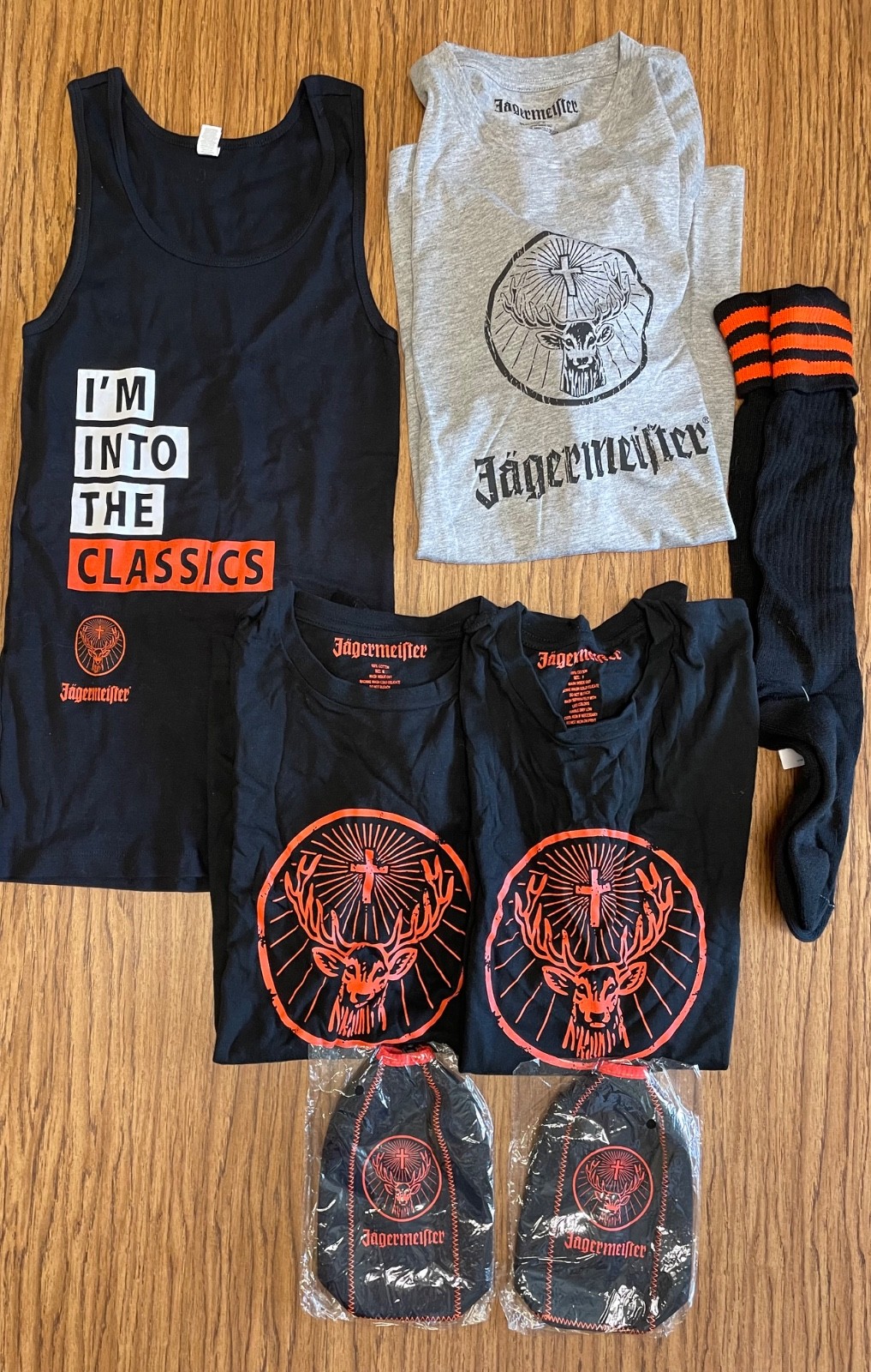 Jagermeister Promo Clothing Lot Shirts Tank Socks Coolers Beer Liquor Merch Jagermeister Promo Clothing Lot Shirts Tank Socks Coolers Beer Liquor Merch