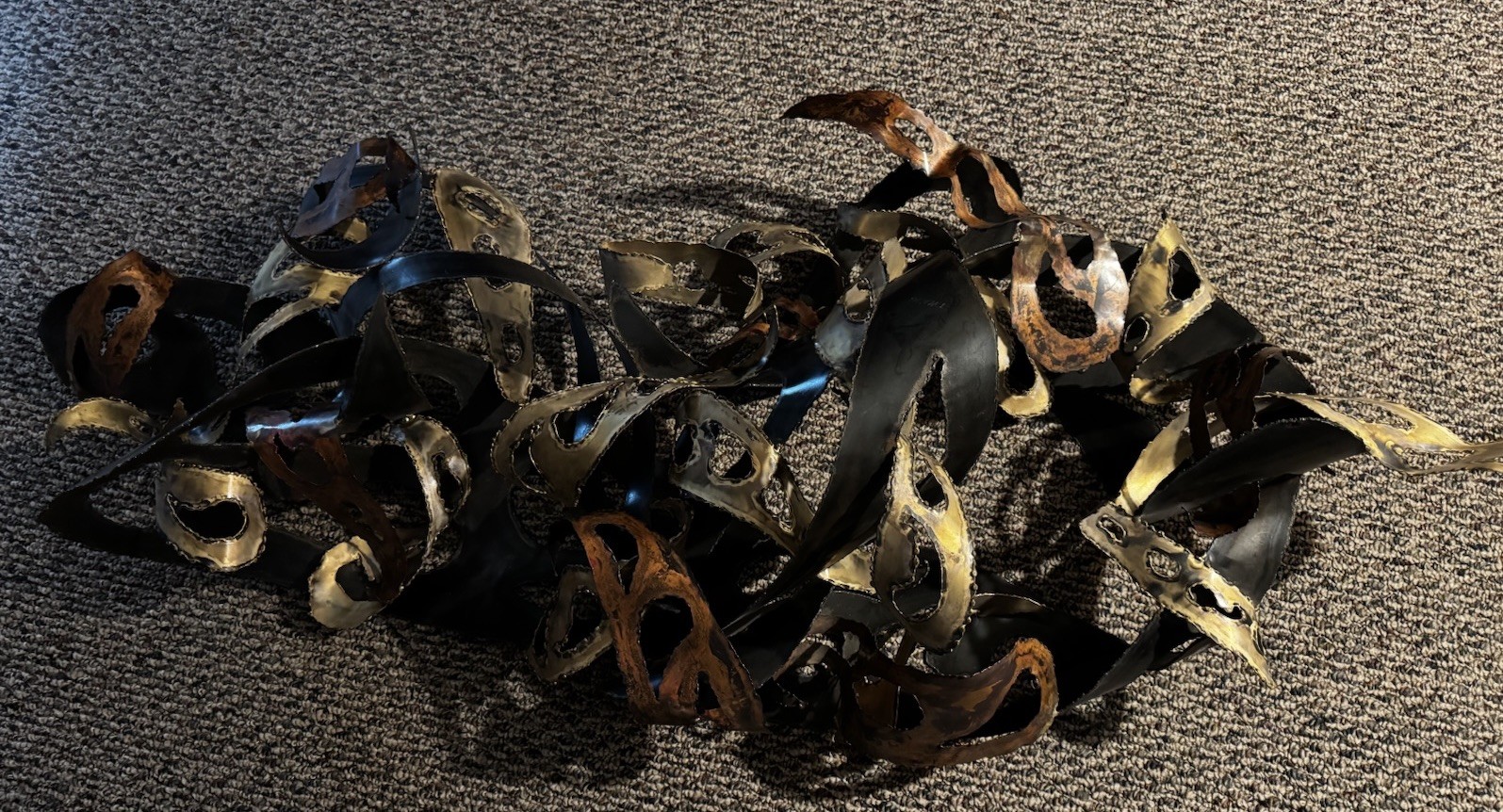 Large Vintage MCM Brutalist Metal Wall Sculpture Signed T.W.A 76 Large Vintage MCM Brutalist Metal Wall Sculpture Signed T.W.A 76