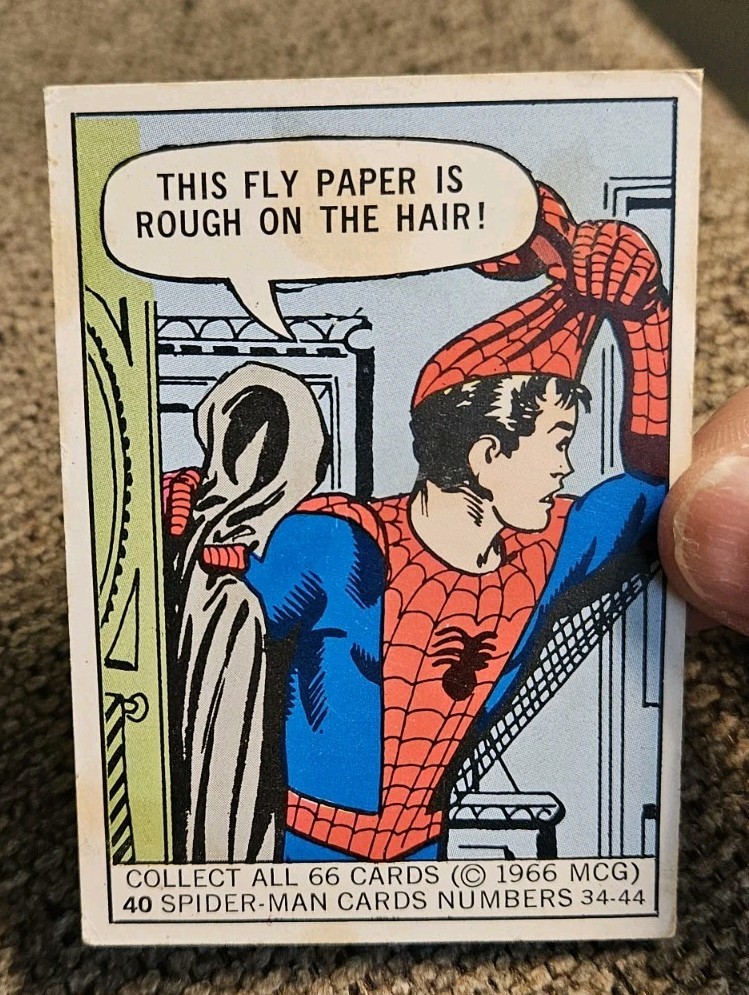 Vintage 1966 Donruss Marvel Spider-Man Rookie #40 Blue Waist Correction Vintage 1966 Donruss Marvel Spider-Man Rookie #40 Blue Waist Correction