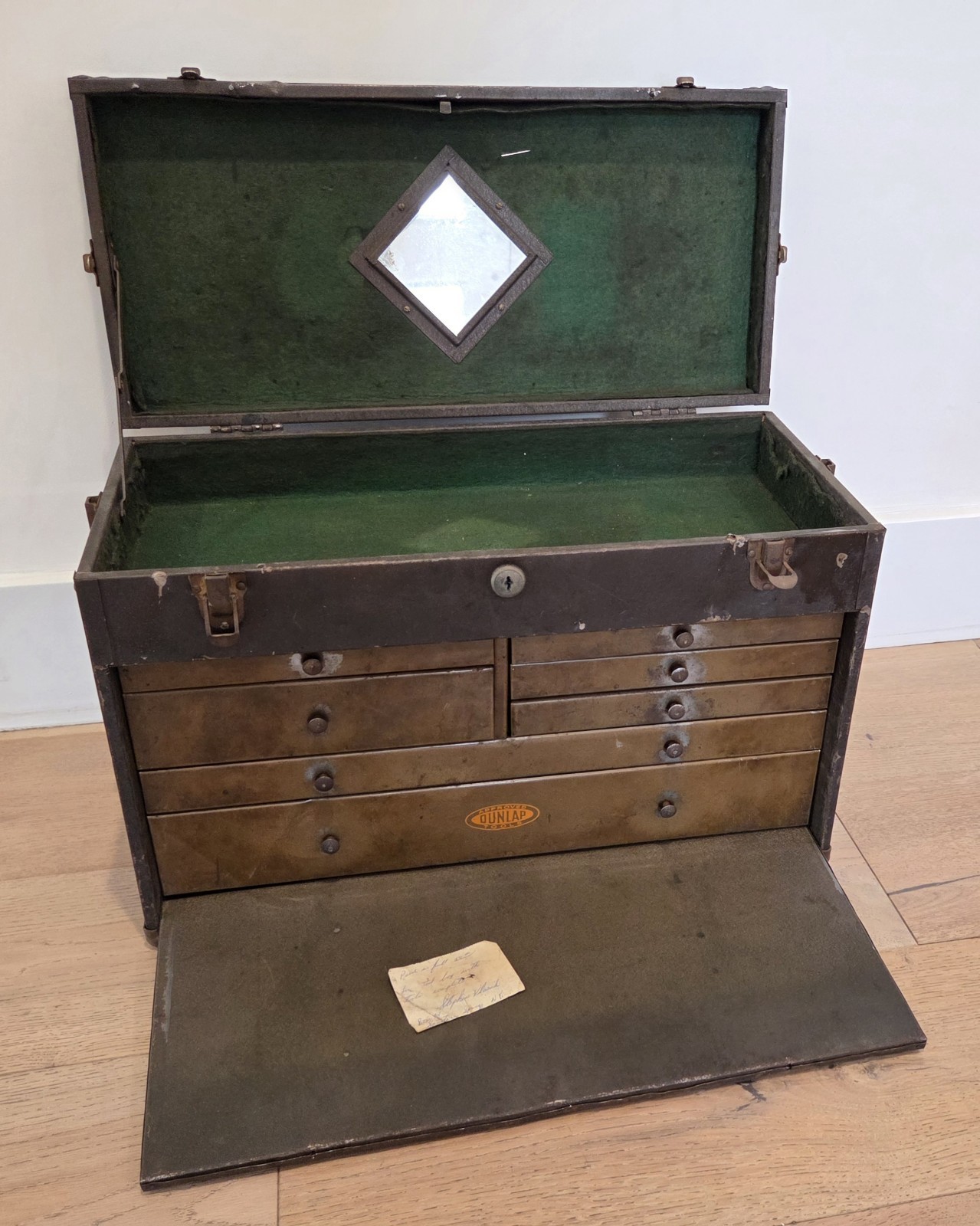 Vintage Dunlap Machinist Tool Box w/ 7 COPPER Drawers, chest VERY GOOD WORKING Vintage Dunlap Machinist Tool Box w/ 7 COPPER Drawers, chest VERY GOOD WORKING