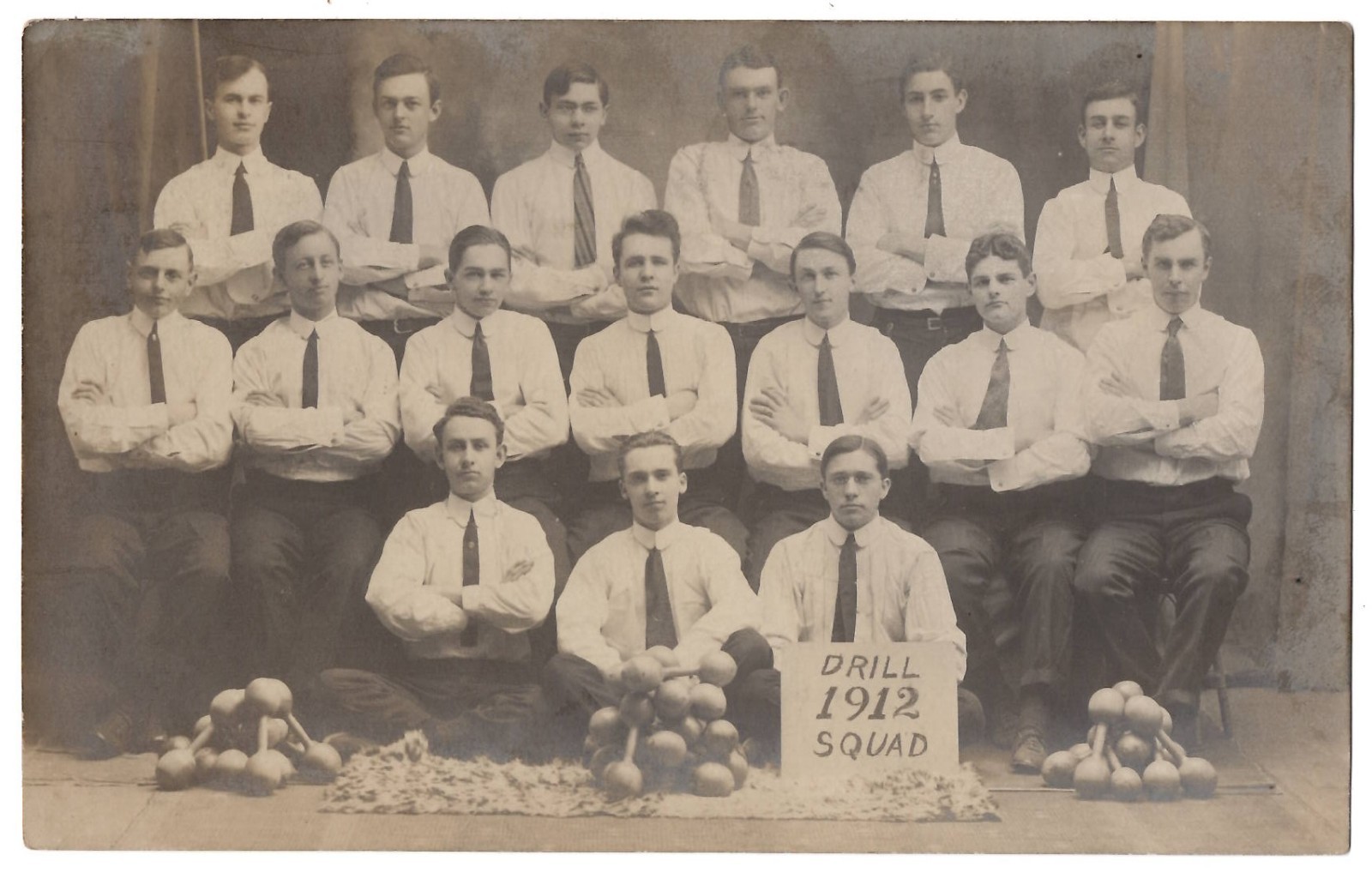 1910 Athletic Squad, Dumbbells, Weights - REAL PHOTO Lewiston, Maine Postcard 1910 Athletic Squad, Dumbbells, Weights - REAL PHOTO Lewiston, Maine Postcard