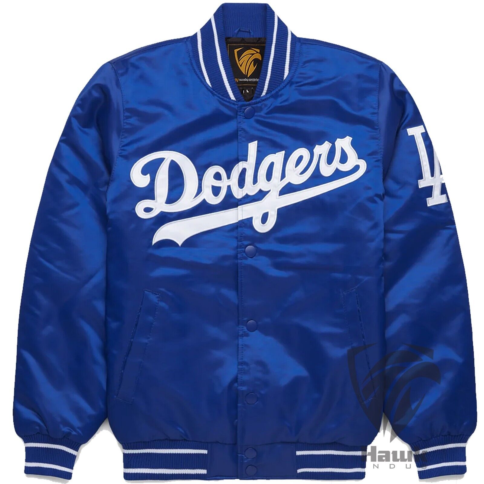 MLB Los Angeles Dodgers Blue Satin Vintage Athletic Baseball Bomber Jacket