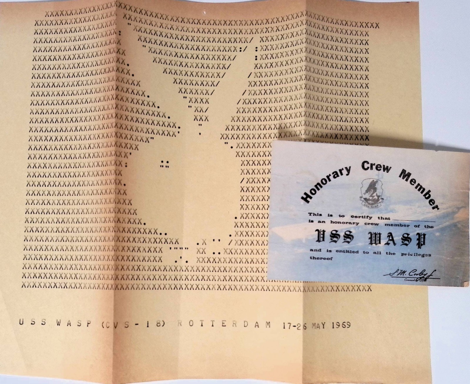 U.S. Navy USS Wasp CV-18 Honorary Crew Member & 1969 Playboy Bunny Document U.S. Navy USS Wasp CV-18 Honorary Crew Member & 1969 Playboy Bunny Document