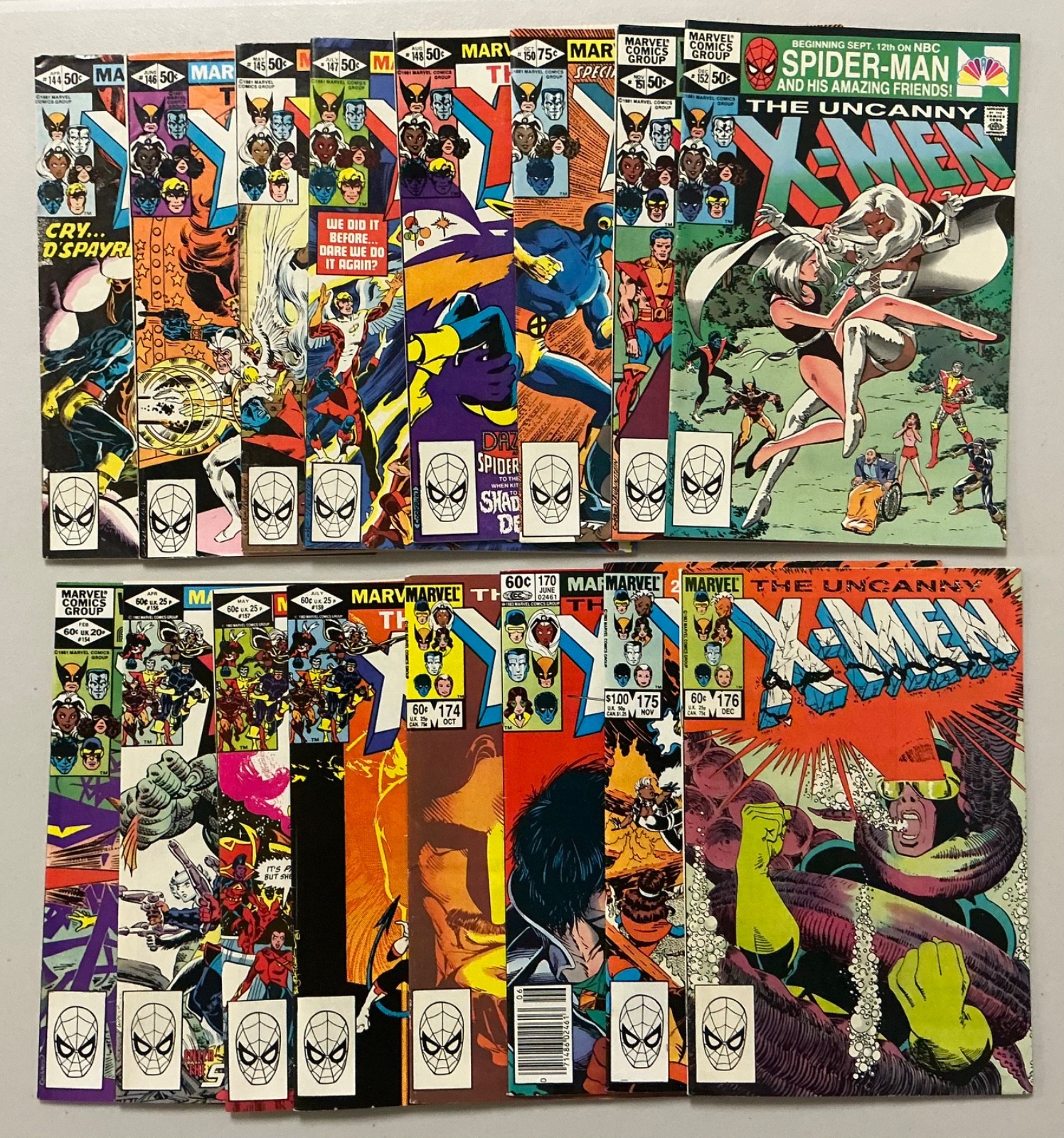 UNCANNY X-MEN LOT of 16 different between #144-176 1981 Marvel (1348) UNCANNY X-MEN LOT of 16 different between #144-176 1981 Marvel (1348)
