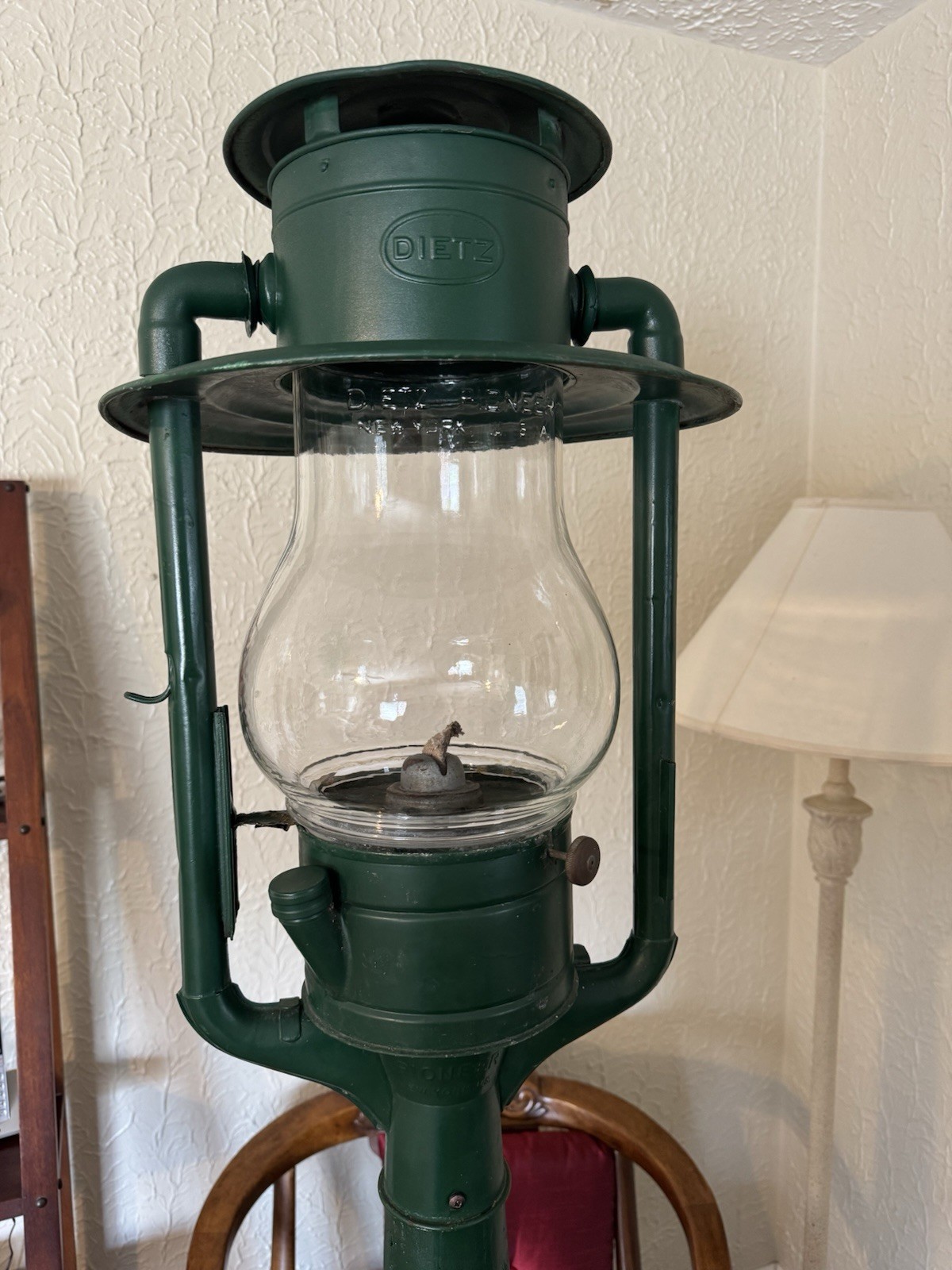 Antique DIETZ PIONEER Tubular Post Street Lamp Lantern 1900-1915~ORIGINAL GLOBE Antique DIETZ PIONEER Tubular Post Street Lamp Lantern 1900-1915~ORIGINAL GLOBE