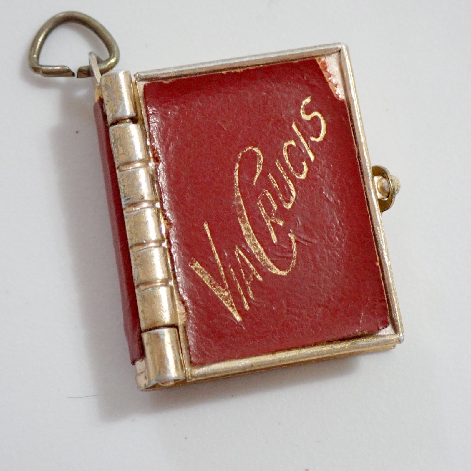 VTG Via Crucis Stations of the Cross Fold Out Booklet Rosary Charm Pendant 1-1/4 VTG Via Crucis Stations of the Cross Fold Out Booklet Rosary Charm Pendant 1-1/4