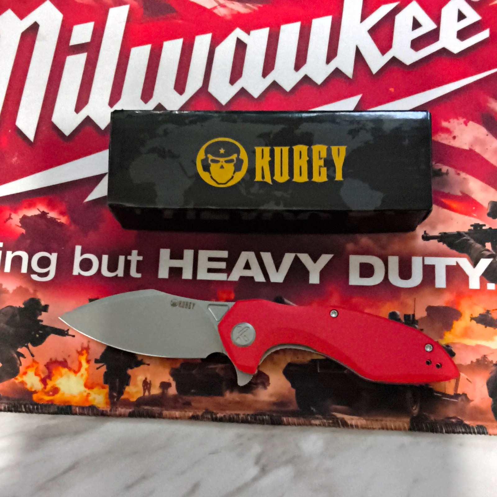 KUBEY KU236L Pocketknife Manual Liner Drop Point Plain 14C28N G10 Red Clip