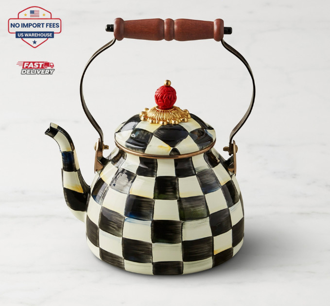 MacKenzie-Childs Courtly Check Tea Kettle - 2Qt MacKenzie-Childs Courtly Check Tea Kettle - 2Qt