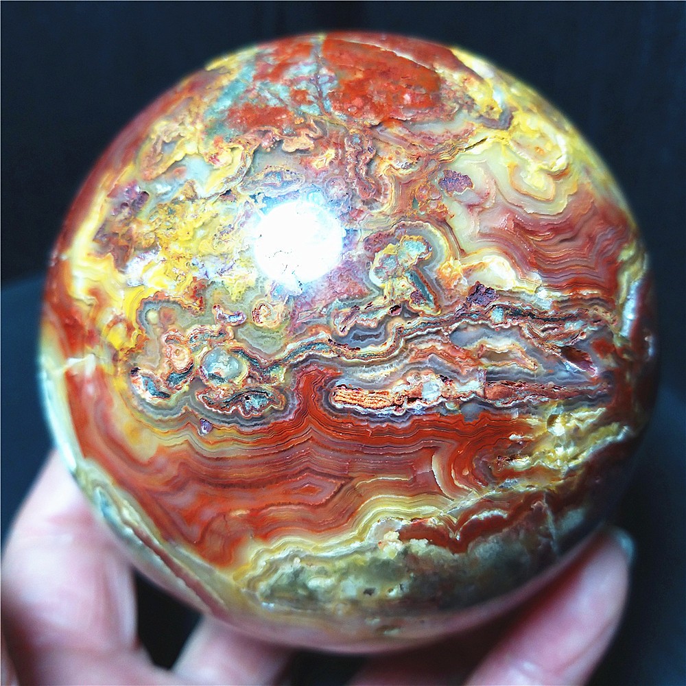 RARE 846.5G 84mm Natural Polished Colorful Crazy Agate Stone Ball Healing C1025