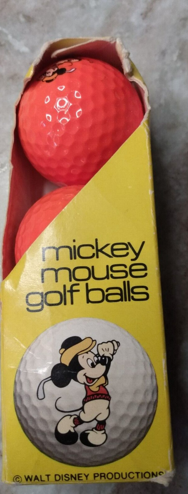 Vintage Walt Disney Mickey Mouse Orange Acushnet Gold Balls 3 Pack
