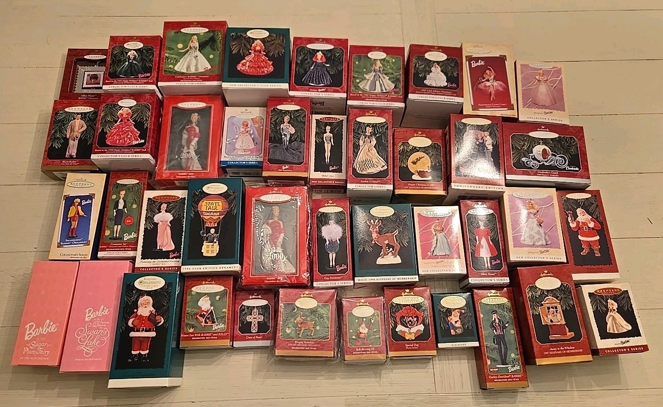 Vintage 1990s 2000s Barbie Christmas Ornaments Holiday Hallmark Keepsake Lot 42