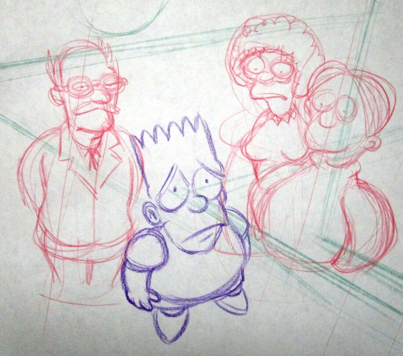 1990\'s SIMPSONS FOX Walt Disney ORIGINAL PRODUCTION cel LAYOUT DRAWING Bart 1990\'s SIMPSONS FOX Walt Disney ORIGINAL PRODUCTION cel LAYOUT DRAWING Bart