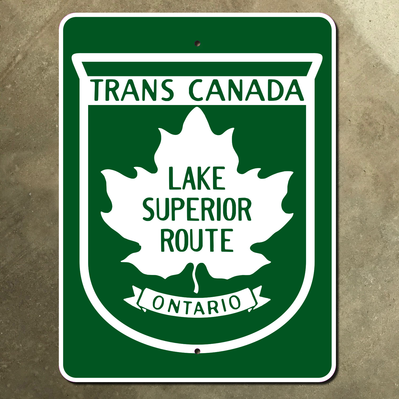 Ontario Trans-Canada highway Lake Superior Route marker road sign 1966 18x24