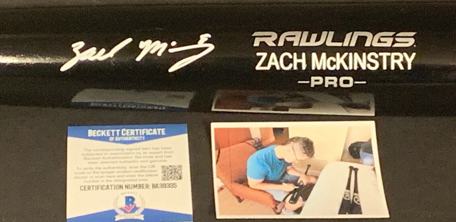 Zach McKinstry Dodgers Autographed Signed Engraved Bat Black Beckett COA .