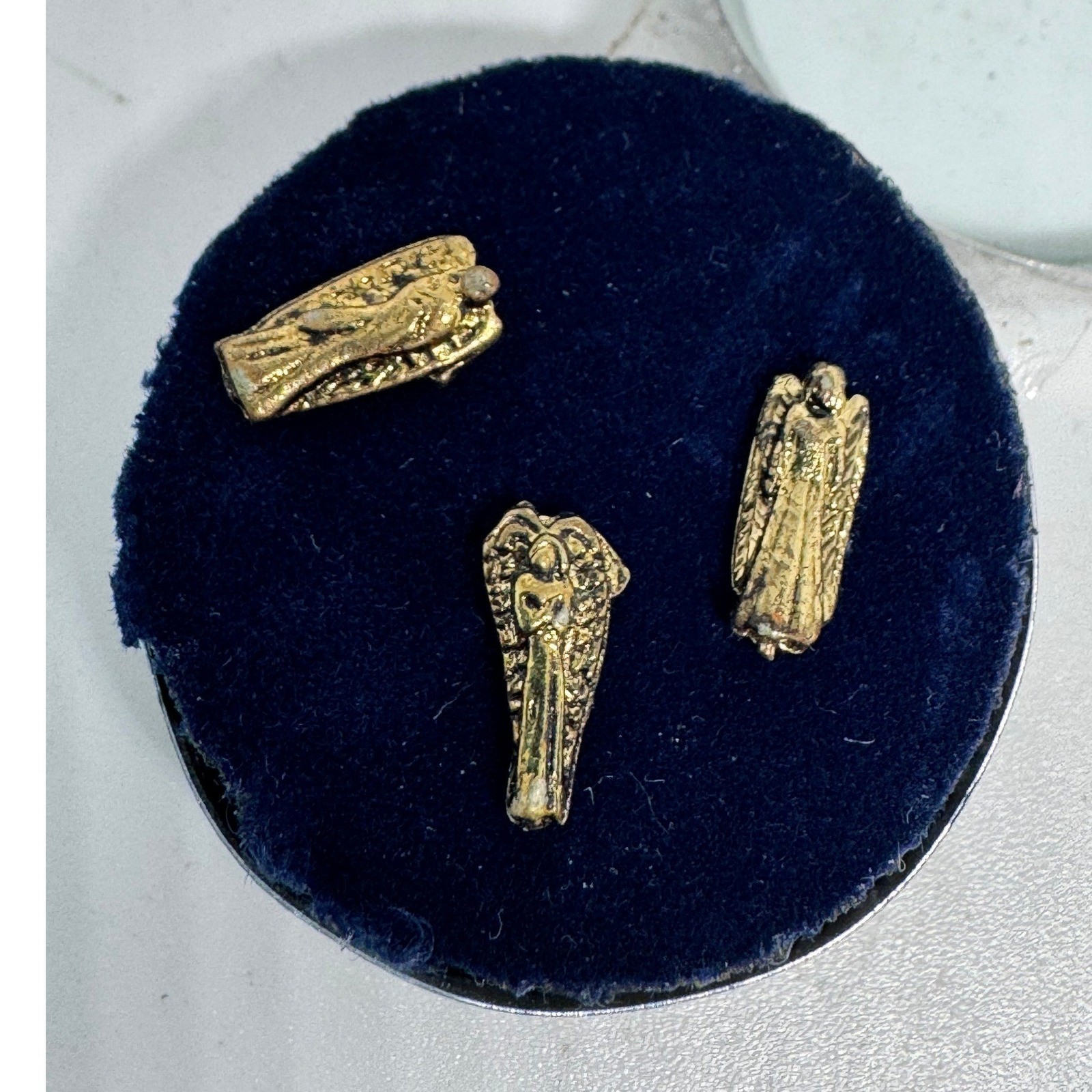 Trinity of Angels Worry Dolls Miniature Gold Tone Metal Figurines Set of 3 Trinity of Angels Worry Dolls Miniature Gold Tone Metal Figurines Set of 3