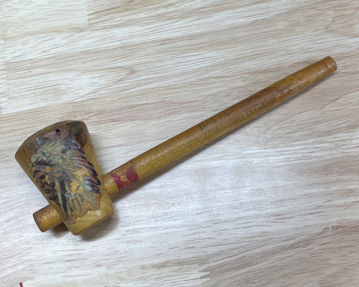 Vintage Walt Disney Davy Crockett Wooden Native Wood Pipe 8” 1950’s Original Vintage Walt Disney Davy Crockett Wooden Native Wood Pipe 8” 1950’s Original