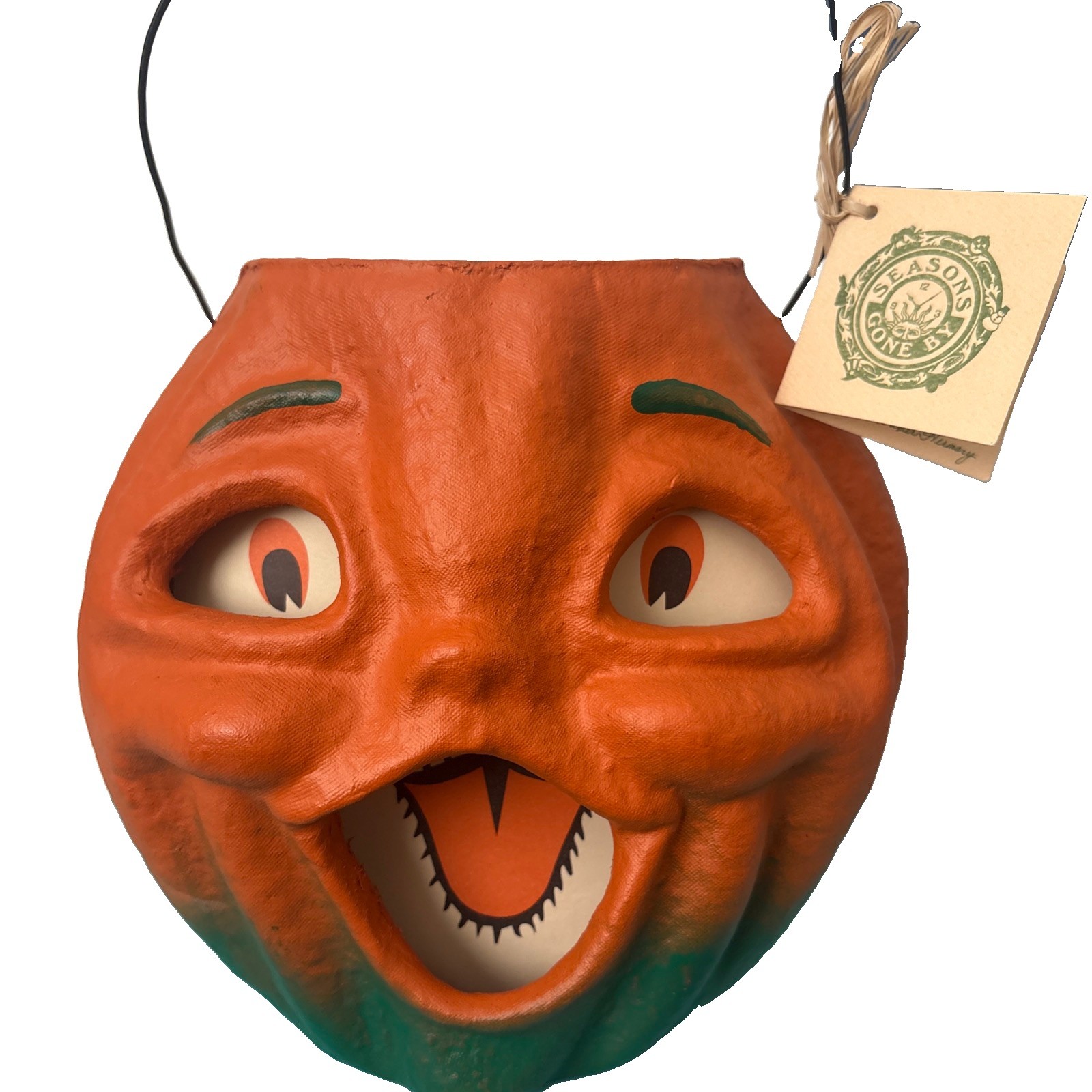 Halloween Folk Art Primitive Style Paper Mache Jack O Lantern Seasons Gone By 98